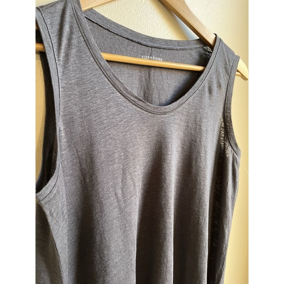 Eileen Fisher Asymmetrical Grey Linen Tunic Tank size XS NEW - Picture 3 of 7